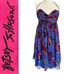Vintage Betsey Johnson Floral Chiffon-like Floral Print Tunic Dress